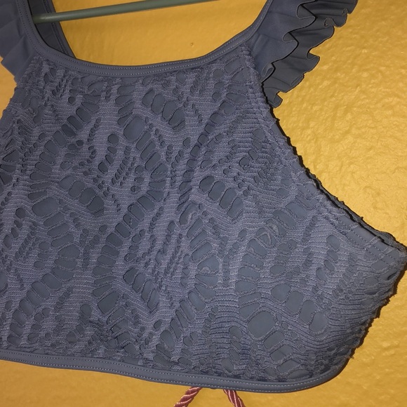 Lace Boho Blue Swimsuit Top from Aerie size Small - Picture 1 of 5